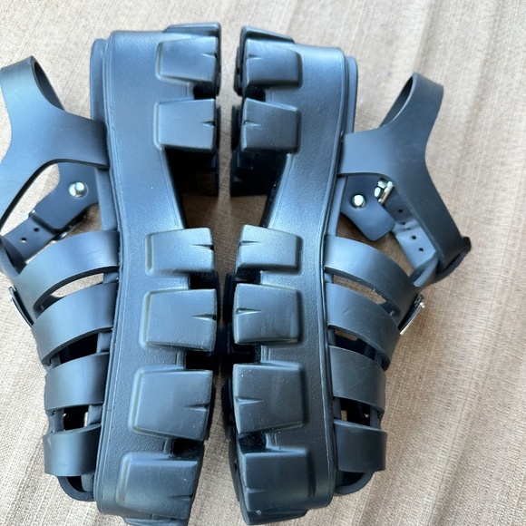 NWT PRADA BLACK MONOLITH SANDALS - Picture 2 of 6